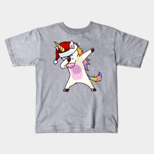 Dabbing Unicorn Shirt Hip Hop Dab Santa Hat Christmas Shirt I Kids T-Shirt